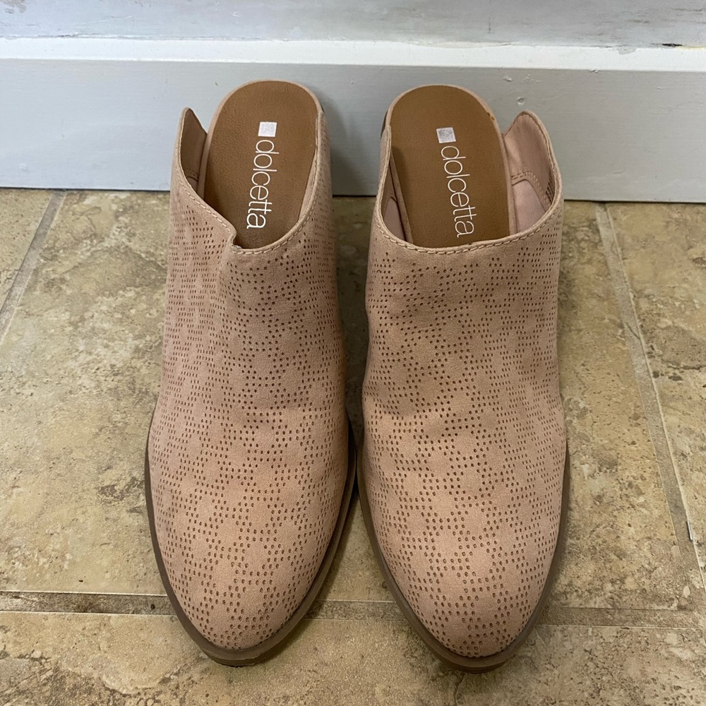 Dolcetta Pink Slip On Heels Mules Shoes